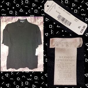 Worthington brand Black Shimmery Turtleneck Knit Sweater Top Sz XL